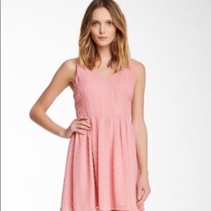 BB Dakota‎ pink double v fit and flare dress